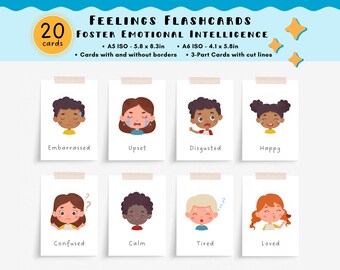 Tarjetas didácticas sobre sentimientos, tarjetas sobre emociones, materiales Montessori, recursos para la educación en el hogar, descarga digital