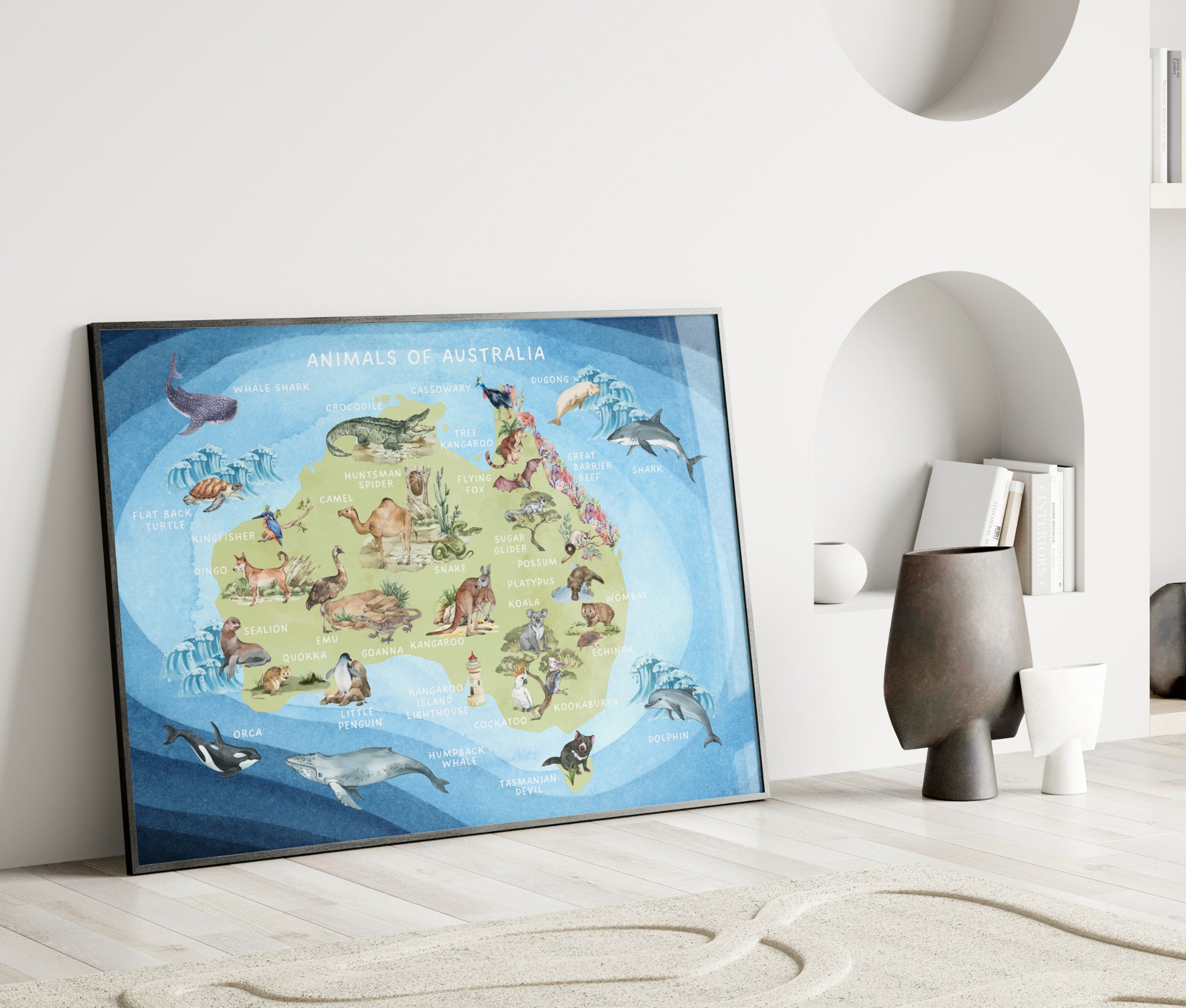 Australian Animals Map Print for Classroom Wall Decor, Educational Kids ...