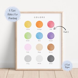 Colors Names Rainbow Classroom Poster - Perfect for your Montessori Room, Homeschool Room and Preschool Classroom