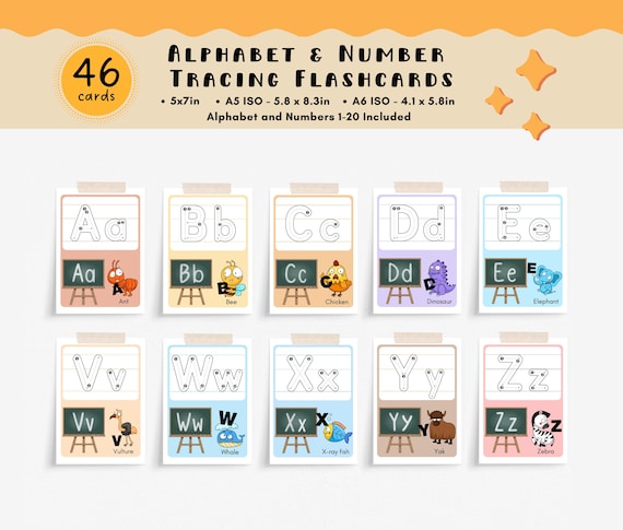 Alphabet & Number Tracing Flashcards: Preschool Printable (Digital Download)