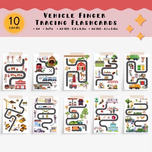 Vehicle Finger Tracing Flashcards for Your Calm Down Corner Kit, Mindfulness-ademhalingskaarten voor kinderen, Sensory Kit