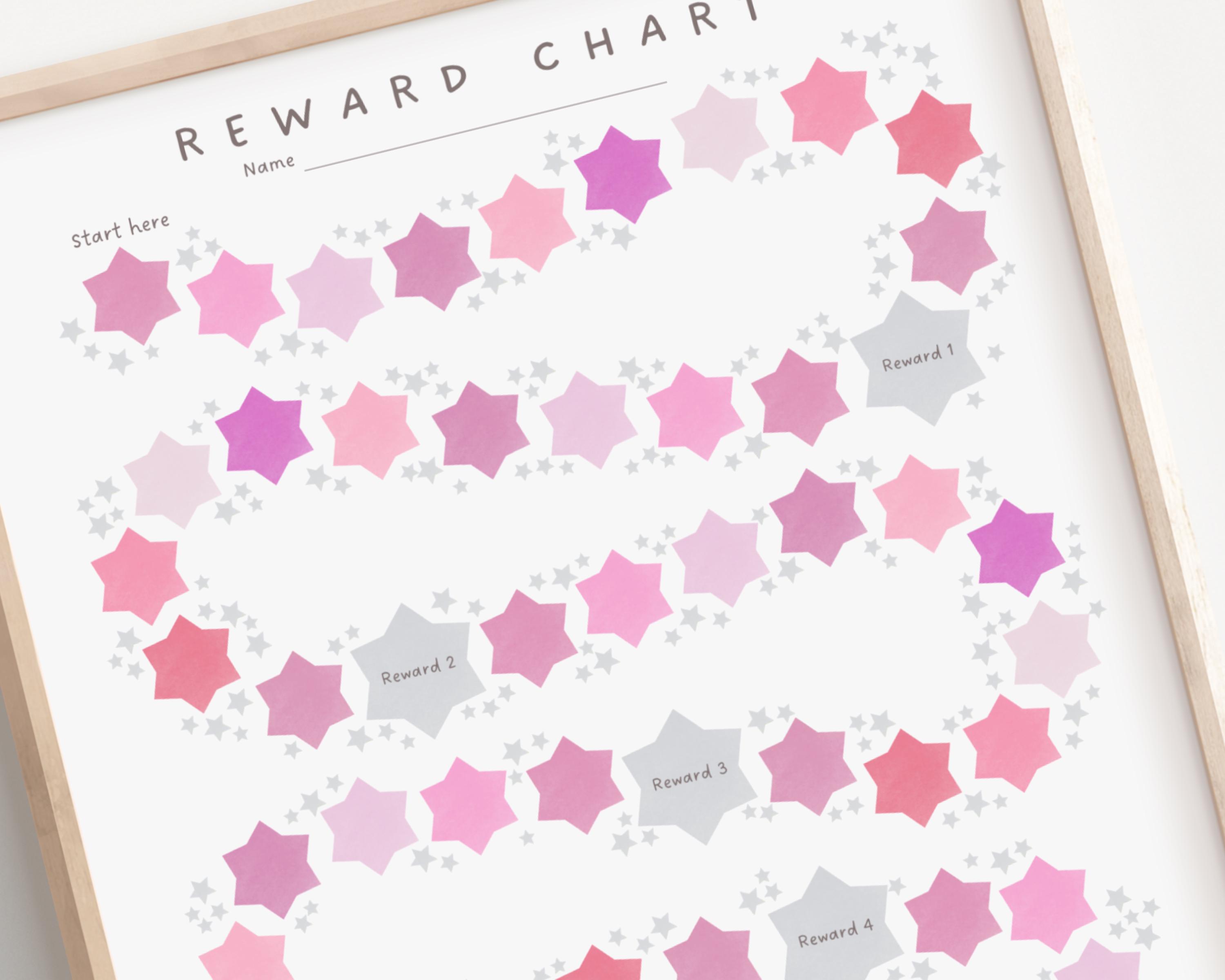 Reward Star Chart for Toddlers and Kids, Printable Pink Chore Poster ...
