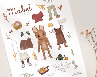 Mabel the Mouse Paper Doll Printable Digital Download Kid Craft