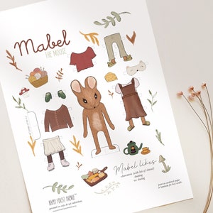 Mabel the Mouse Paper Doll Printable Digital Download Kid Craft