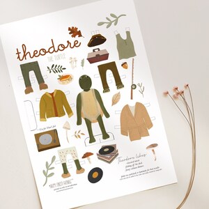 Theodore the Turtle Paper Doll Printable Digital Download Kid Craft