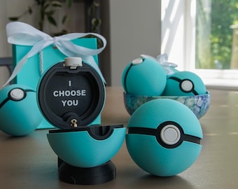 Caixa de anel de noivado personalizada com bola: caixa de joias de viagem impressa em 3D
