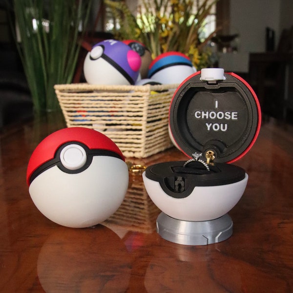 Pokeball Engagement Ring box - Personalised Jewellery Box - Engagement Ring Holder - gift for him - gift for her