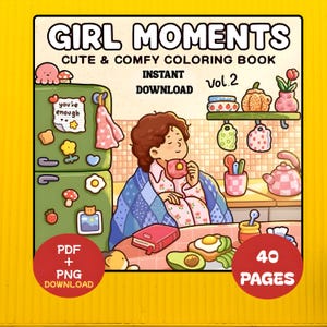 Girl Moments Digitale Malseite, Girl Moments von Coco Wyo, Girl Moments Vol 2 Malbuch, Digitales Malen PDF PNG, Süß und gemütlich