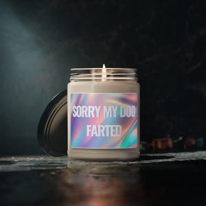 Whimsical Scented Candle: &quot;Sorry My Dog Farted&quot; - Fun Gift for Dog Lovers, Home Decor, Relaxation, Pet Gifts, Humorous Candles