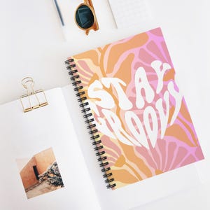 Groovy Spiral Notebook - Stay Groovy Design, Journal, Sketchnote, Gift for Students, Colorful Notebook, Retro Aesthetic