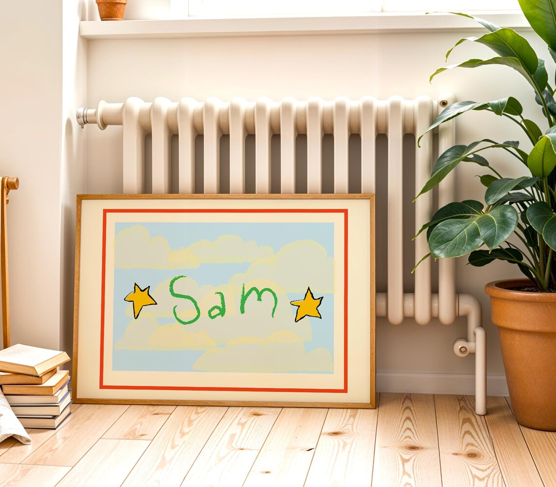 Customizable Name Art Poster Kids Wall Art Custom Kids Name Art Etsy