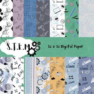 S.T.E.M Digitales Papier (Wissenschaft, Technik, Technik, Mathematik) 12x12 PNG