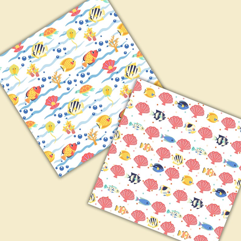Sea Life Digital Paper, Ocean Life , Under the Sea Digital Papers - Etsy