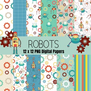 Robot Digital Paper, Seamless, Robot Art and crafts