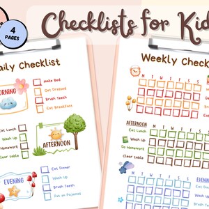 Chore Chart, Daily Checklist for Kids, Kids Checklist, Daily Chores, Daily Checklist, Daily Routine, Weekly Checklist, Kids Daily Checklist
