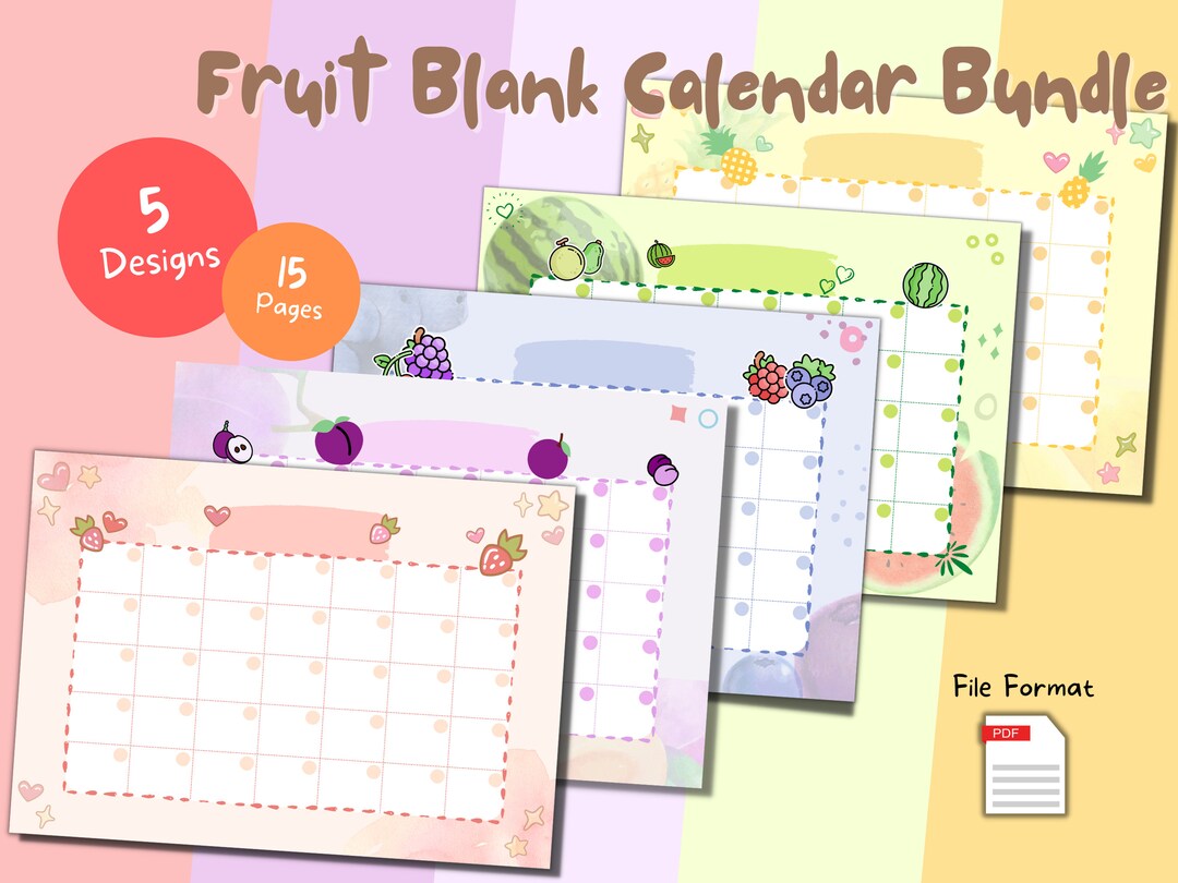 Calender, Open Cute Printable Planner, Cute Blank Calendar, Cute ...