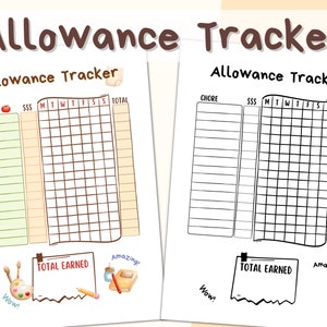Allowance Tracker for Kids, Allowance Chore Chart, Kids Allowance Tracker, Chore Chart, Chore Checklist, Allowance Log, Weekly Allowance Log