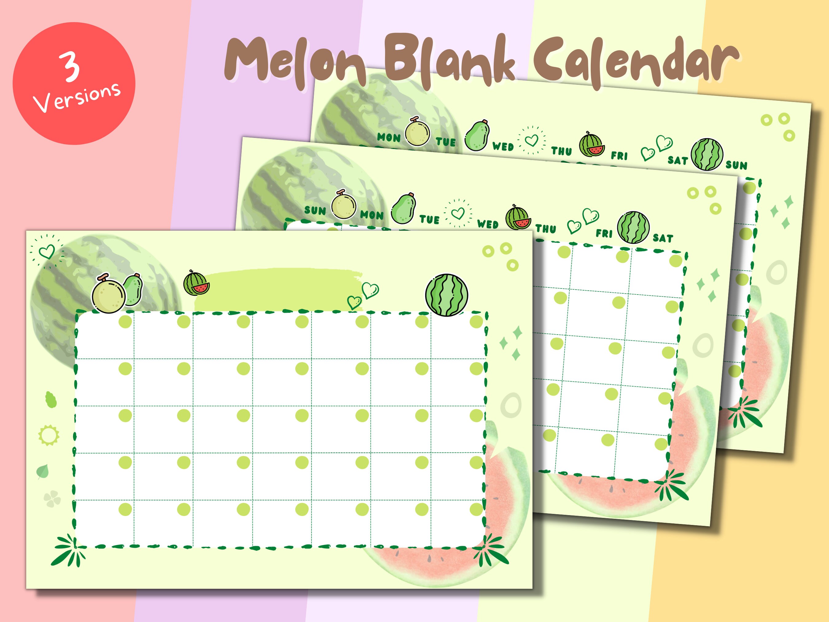 Calender, Open Cute Printable Planner, Cute Blank Calendar, Cute ...