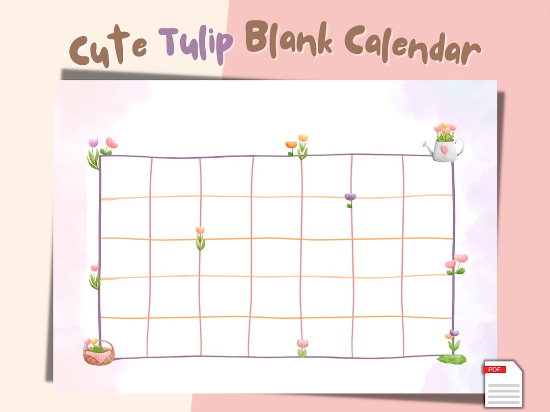 Calender, Flower Open Printable Calendar, Open Cute Printable Calendar ...