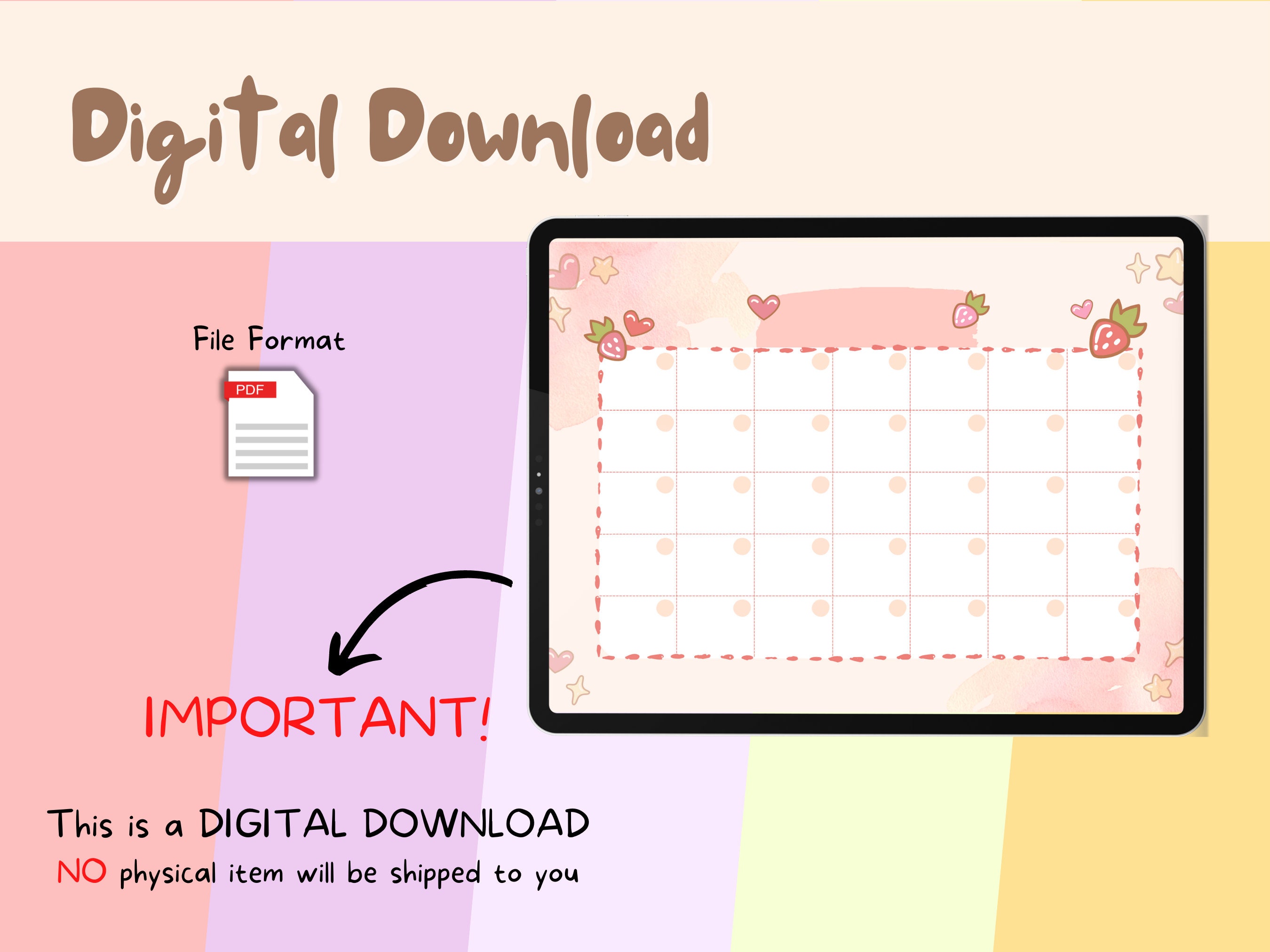 Calender, Open Cute Printable Planner, Cute Blank Calendar, Cute ...