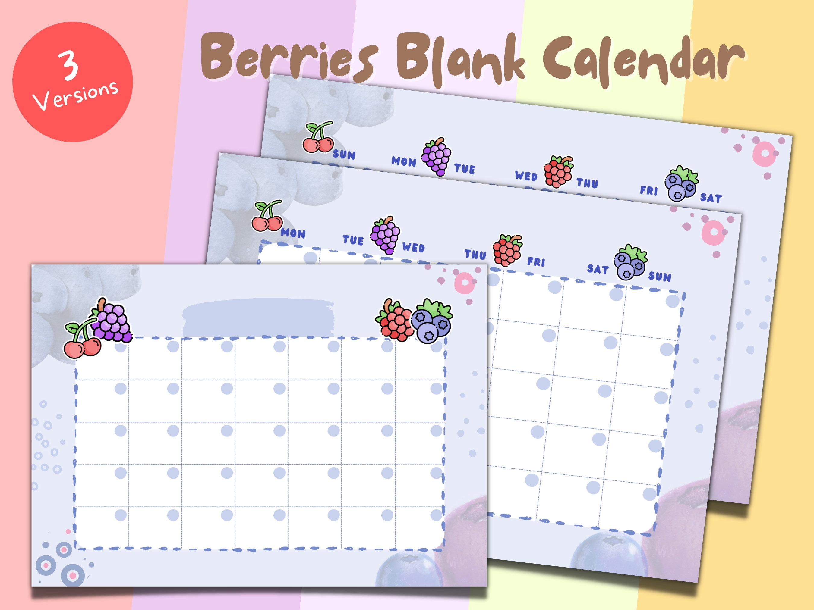 Calender, Open Cute Printable Planner, Cute Blank Calendar, Cute ...