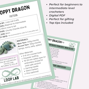 Crochet Floppy Dragon Plushy PDF | ORIGINAL Pattern image 2