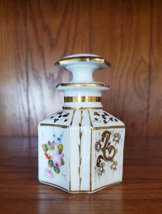 Vintage Porcelain Floral Perfume Decanter - image 2