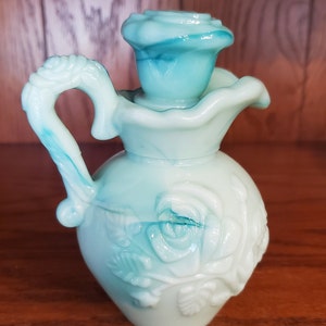 Vintage Avon Pitcher Rose Bottle, Jadeite, Victorian, Perfume Bottle, Skin So Soft, Cottage Chic