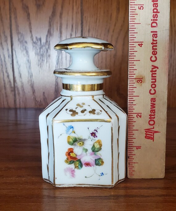Vintage Porcelain Floral Perfume Decanter - image 5