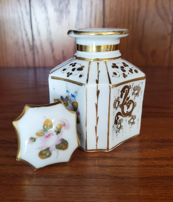 Vintage Porcelain Floral Perfume Decanter - image 3