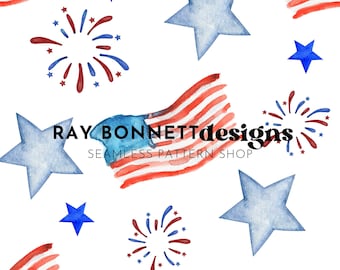 American Flag Seamless Pattern, Fourth of July Pattern, Patriotic Pattern for Commercial Use, Fourth of July Digital Paper