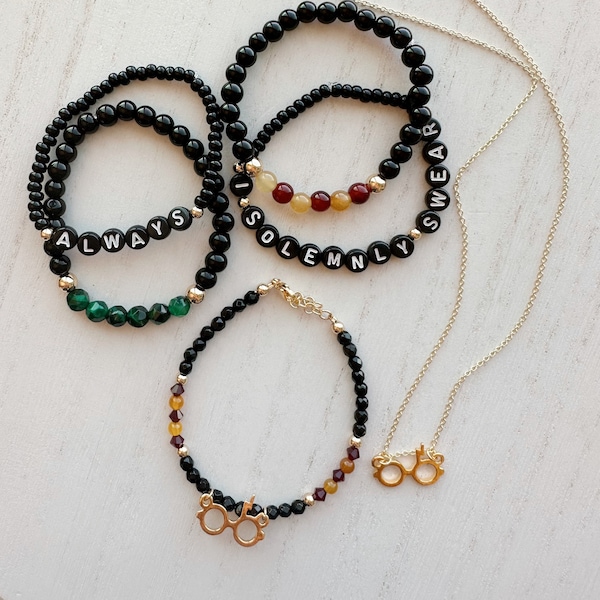 14k Gold | Gemstone | Wizard Bracelet | Wizard Necklace | Harry Potter Inspired Beaded Bracelet