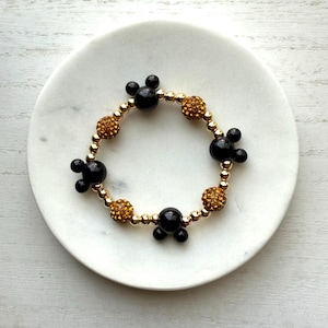 14k Gold | Orange Bracelet | Mouse | Classic Mouse | Halloween | Pumpkin | Beaded Bracelet