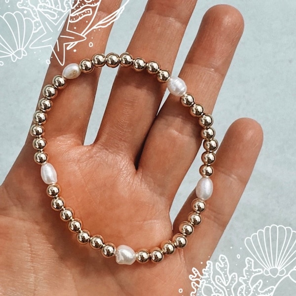 14k Gold | Fresh Water Pearl | Beaded Bracelet