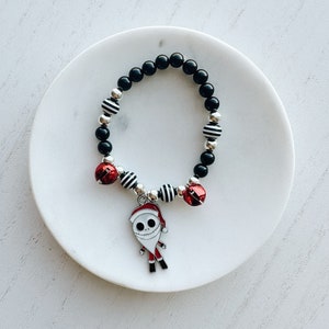 Sterling Silver Christmas Bracelet | Nightmare | Jingle Bell Bracelet | Merry | Jack Skellington | Santa Charm | Bracelet