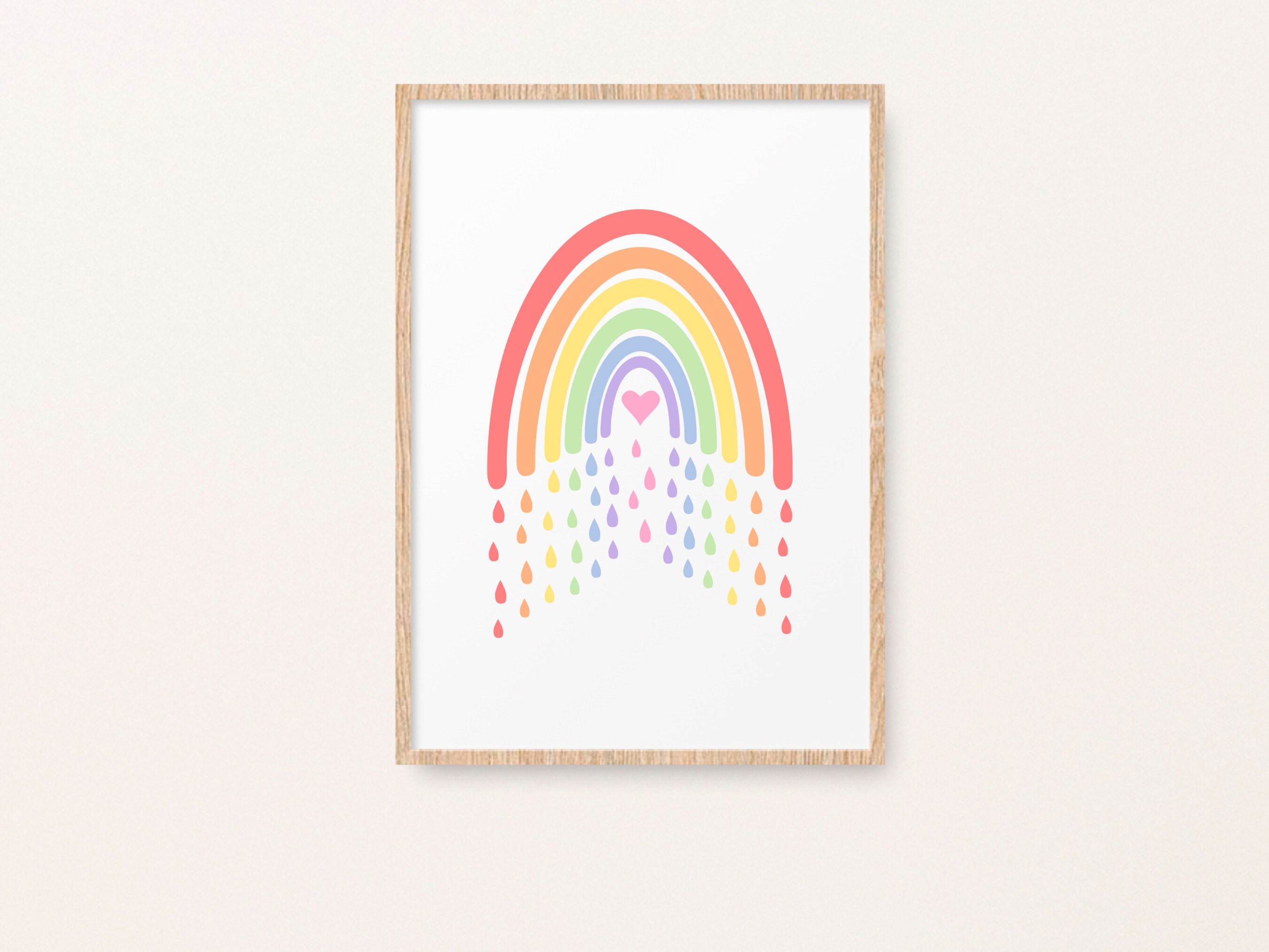 Printable Nursery Wall Art Rainbow With Raindrops - Etsy