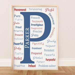 Personalisierte Buchstabe P druckbare Wandkunst mit positiven Affirmationen für Baby Mädchen oder Jungen Kinderzimmer oder Kinderspielzimmer - Beliebige benutzerdefinierte Farben