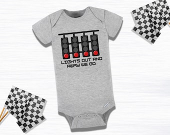 Lights Out and Away We Go Body Formula 1, vêtements F1 pour enfants, body voiture de course pour bébé, t-shirt F1 pour tout-petits