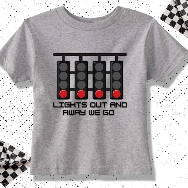 Lights Out and Away We Go Toddler T-shirt, Kids Formula 1 T-shirt, Children’s F1 Shirt