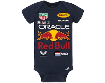 RedBull Racing F1 Baby Onesies® Formula 1 Kid, F1 Infant Clothes RedBull F1 Max Verstappen Baby Bodysuit, racing suit costume