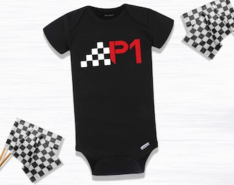 P1 Pole Position Race Flags Combinaison bébé, championnat de Formule 1, vêtements bébé f1