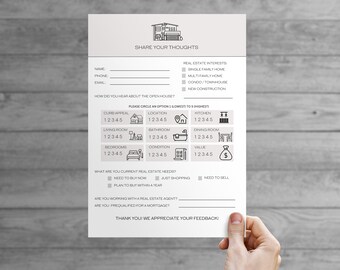Open House Feedback Form | Real Estate Agent | Instant Download | Real Estate Marketing