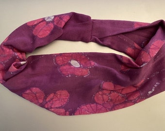 Child's Batik Flower Headband, 100% Cotton Knit