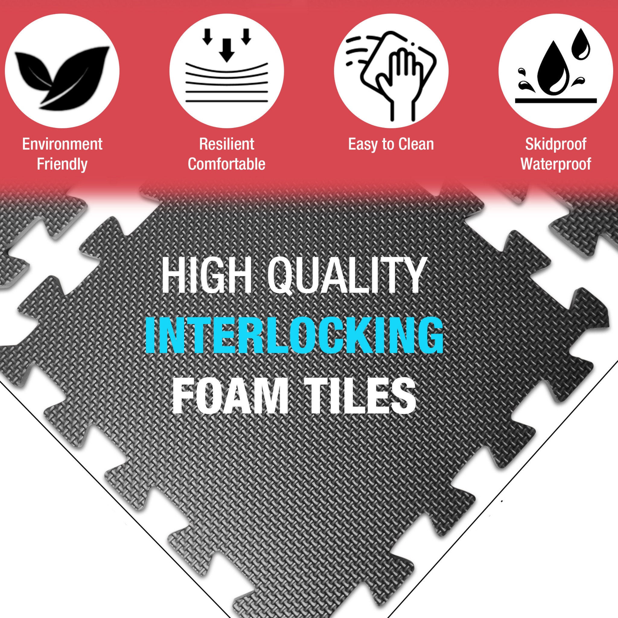 Marksson Protective Mat Set Interlocking Soft Foam Floor Mat 18 Puzzle