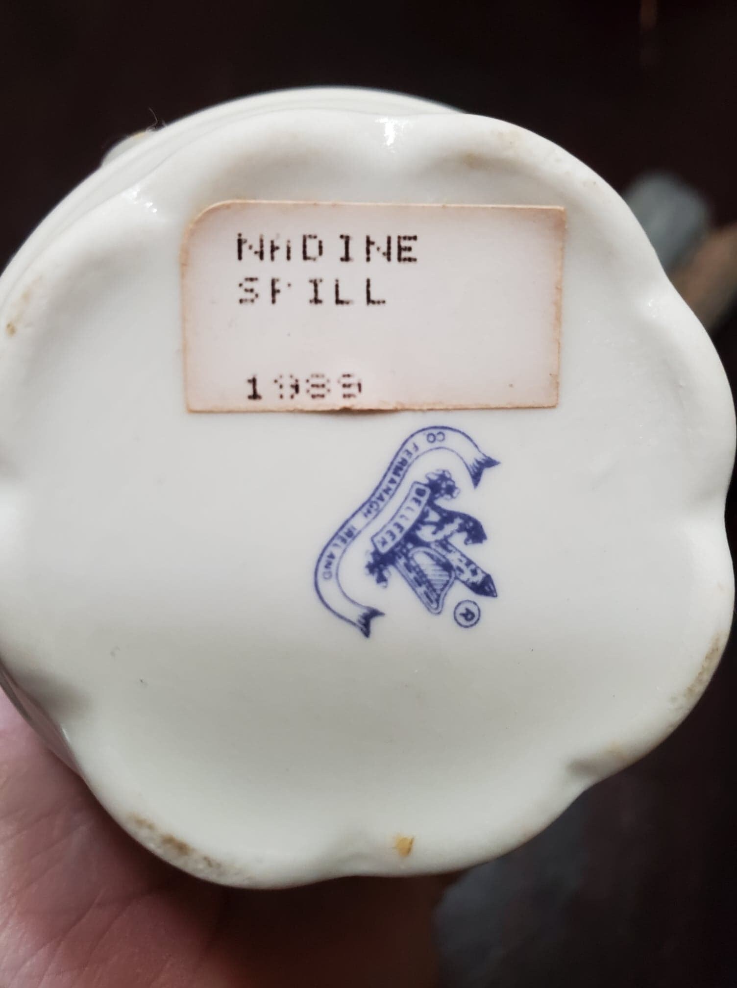 Vintage Belleek Nadine Spill Vase 1989 Blue Mark Etsy