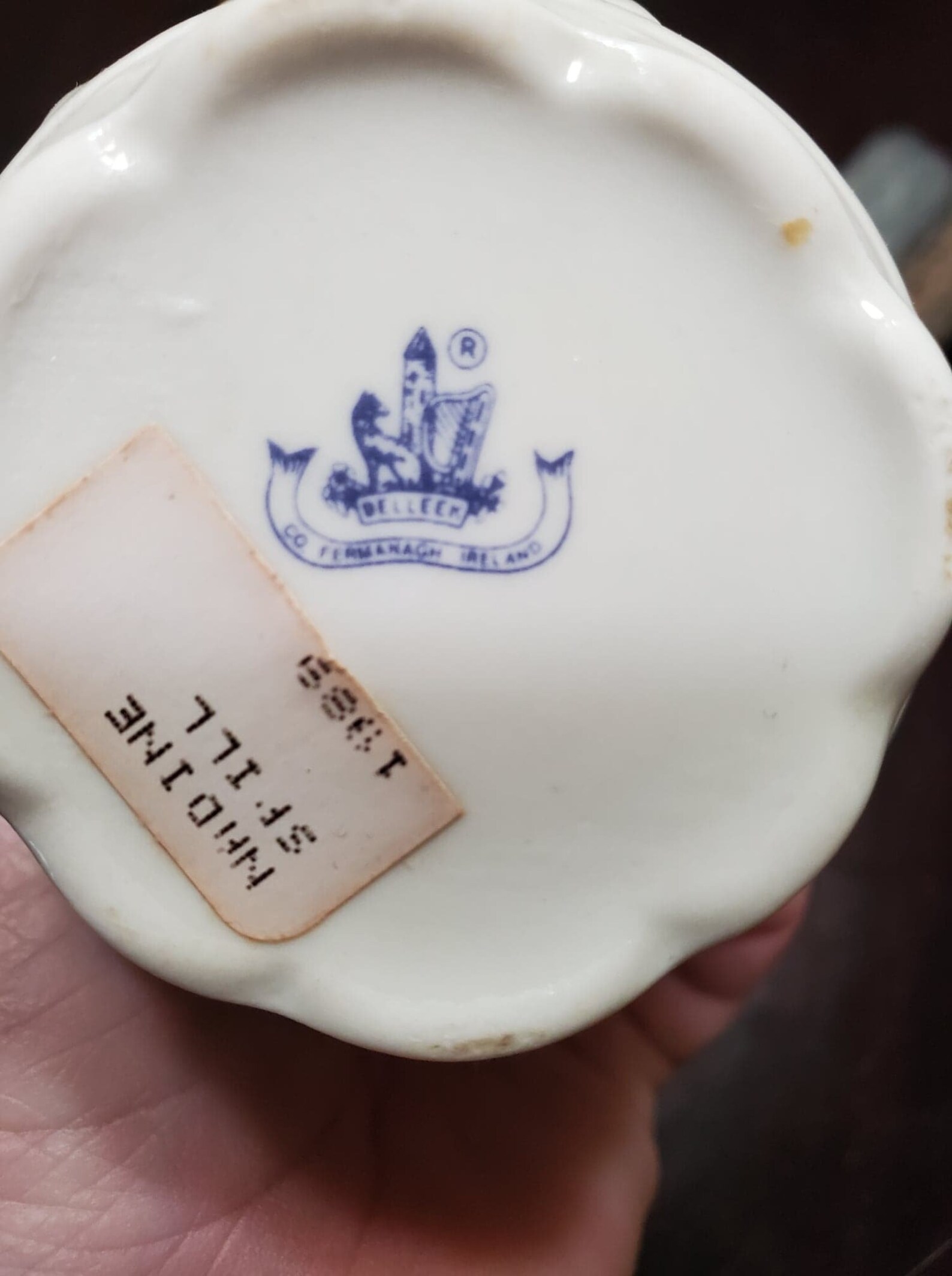 Vintage Belleek Nadine Spill Vase 1989 Blue Mark Etsy