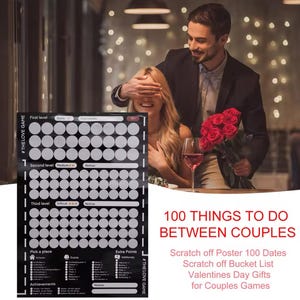 100 choses à faire entre couples, jeux pour couples, affiche à gratter pour la chambre, liste à gratter des 100 dates pour célébrer des moments mémorables