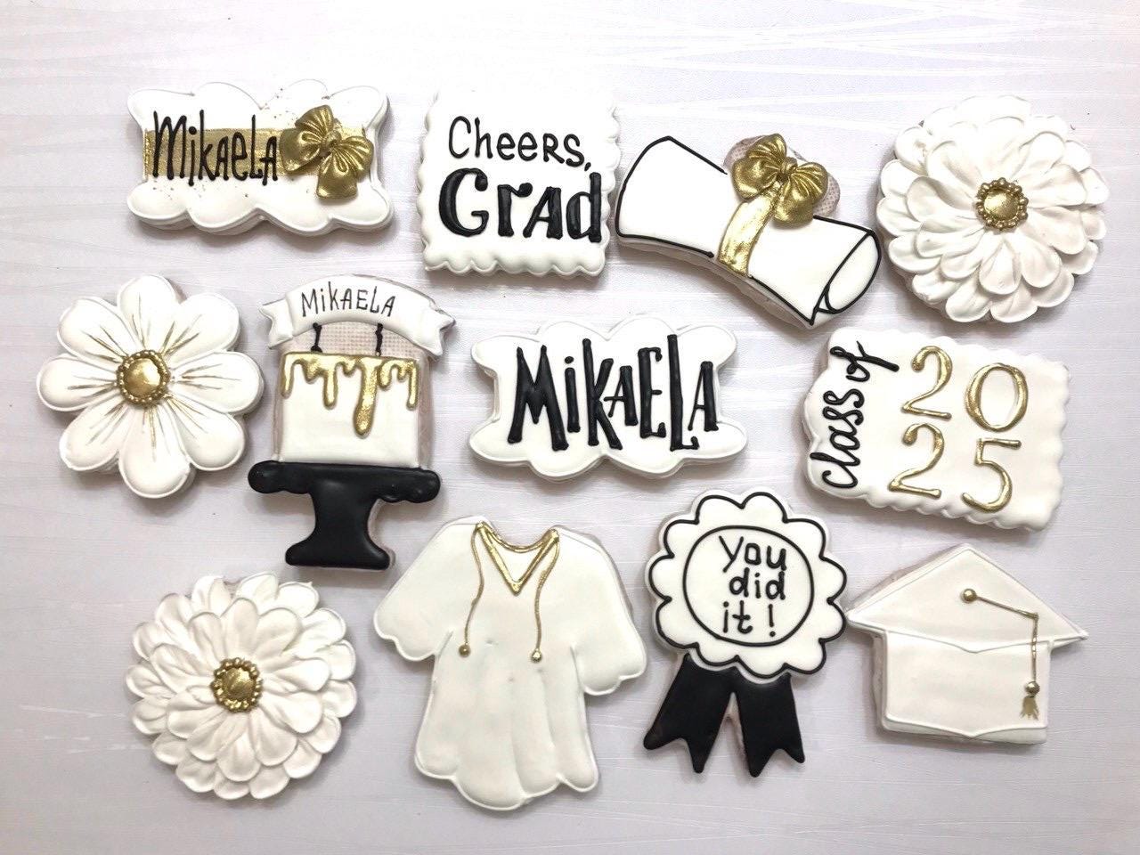 Galletas de Graduación 2025: Delicias para fiesta de graduación con decoración personalizada, galletas de azúcar personalizadas, regalos de graduación de la generación 2025