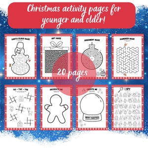 20Printable Christmas Activity Pages for Kids and Elders,Kid&#39;s Activities, Christmas Coloring pages, Christmas Party Games, Printable