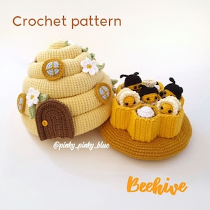 Ruche avec des abeilles au crochet image 1